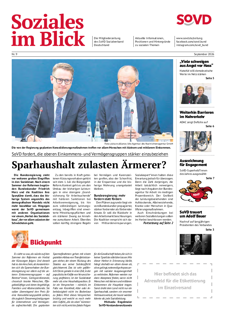 SoVD-Zeitung 09/2026 (Rheinland-Pfalz/Saarland, Baden-Württemberg) SoVD-Zeitung 09/2026 (Rheinland-Pfalz/Saarland, Baden-Württemberg)