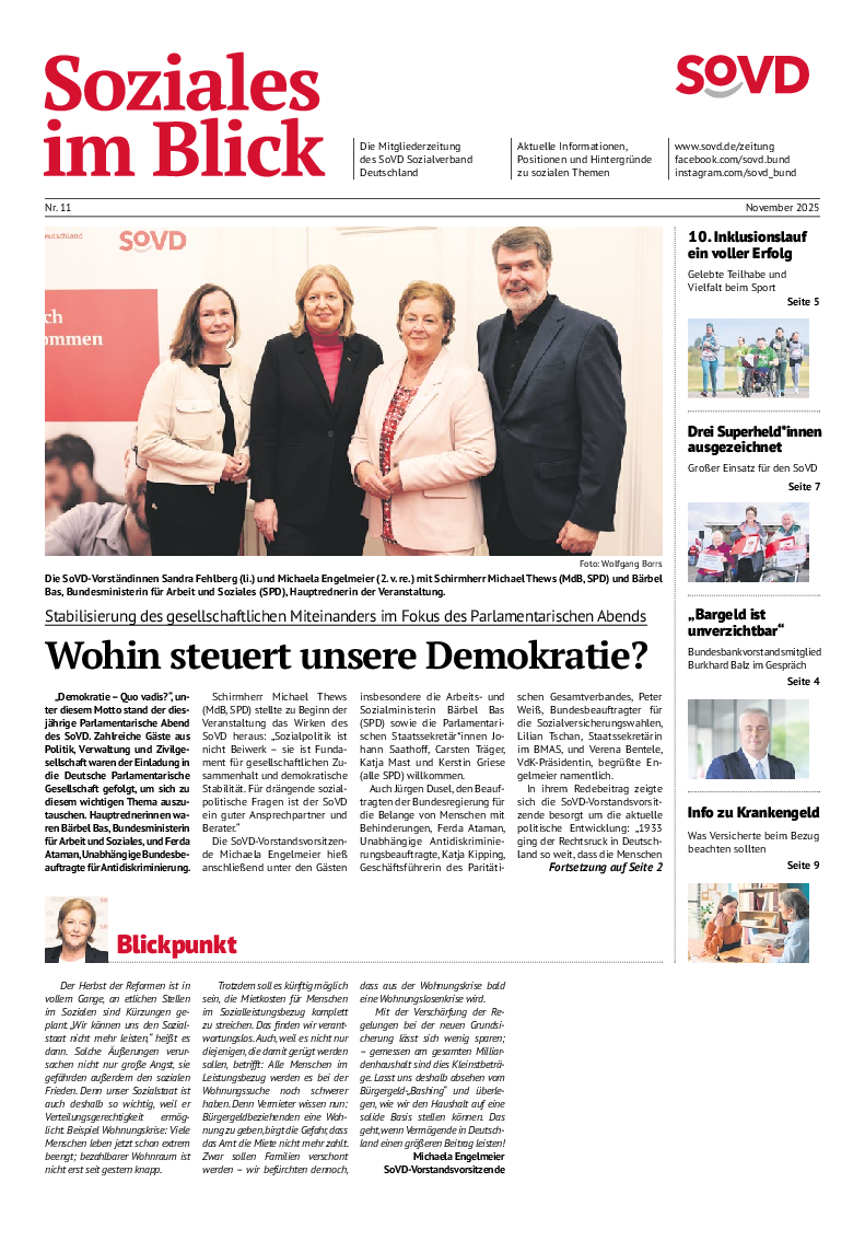 SoVD-Zeitung November 2025, Ausgabe Rheinland-Pfalz / Baden-Württemberg